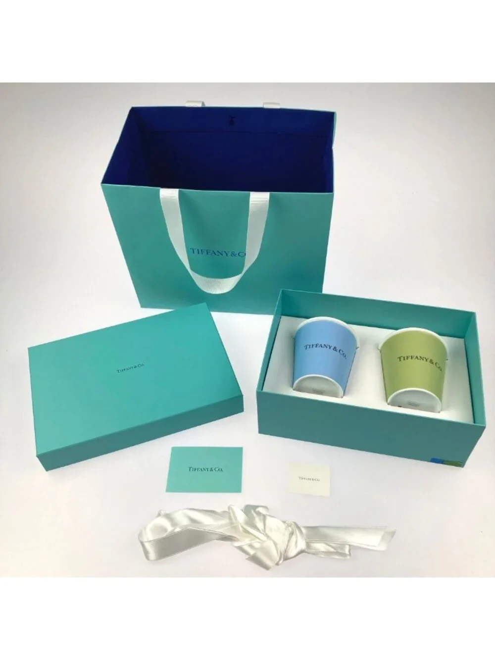 Tiffany & Co Bone China Coffee Cup Set of 2 with Paper Bag
